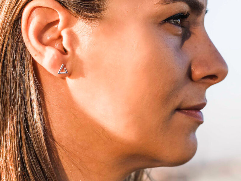 Small triangle stud earrings