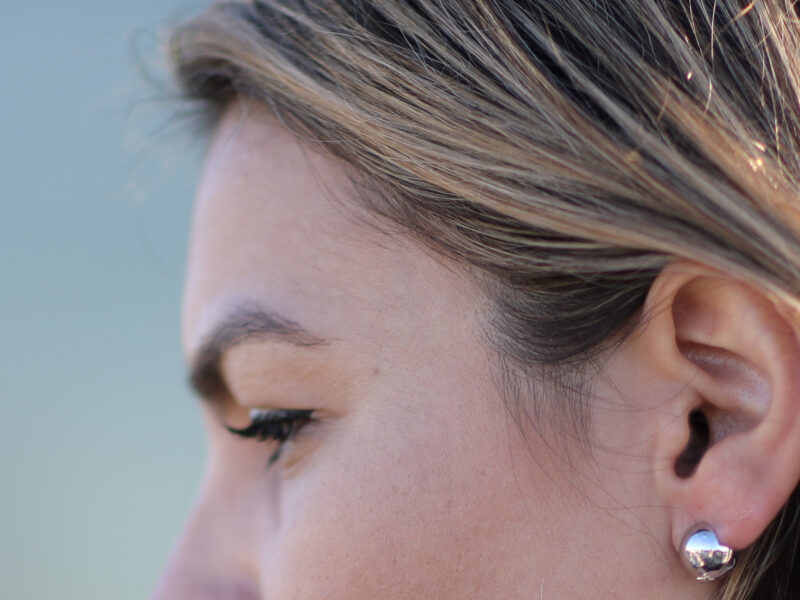 small silver sphere earrings