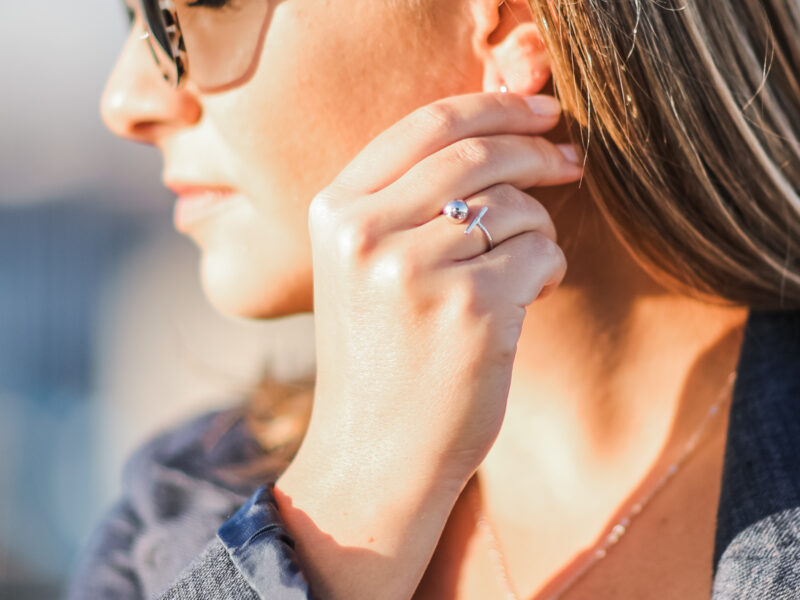 Minimalist cross and dome ring