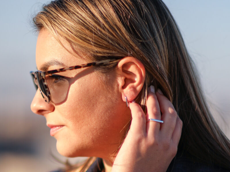 Tiny elongated hook earrings