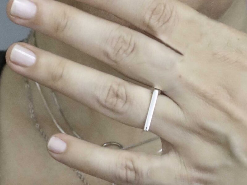 Square silver ring - circle in a square