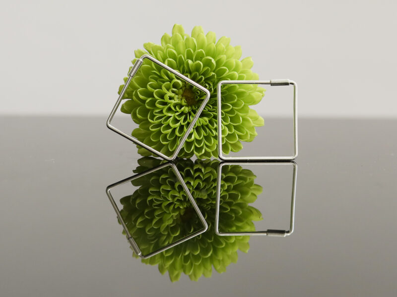 Silver Square Hoop Earrings